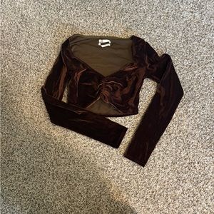 Urban Outfitters Brown Cropped Fitted Blouse
